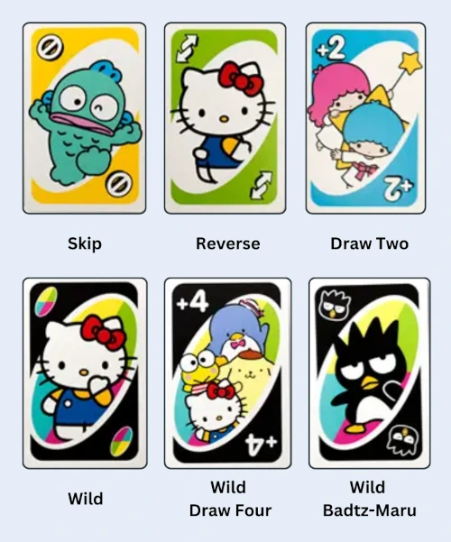 Special action cards in UNO Hello Kitty