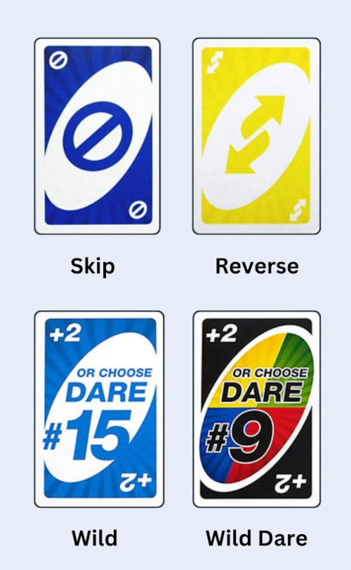 Special cards of UNO Dare