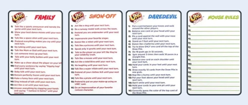 Dare List cards in UNO Dare