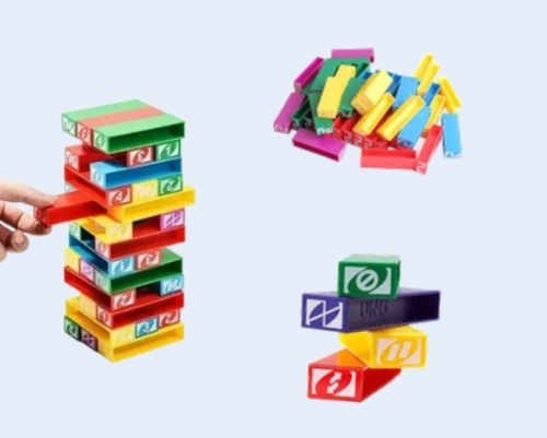 Tower with action blocks in UNO Stacko